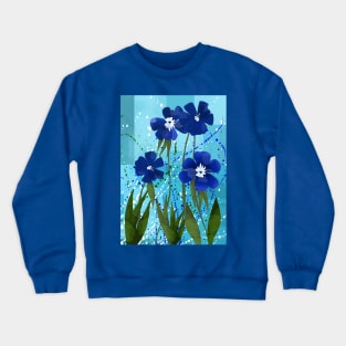 Blue Flowers Abstract Crewneck Sweatshirt